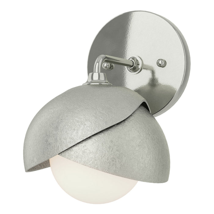 Brooklyn 1-Light Double Shade Bath Sconce in Sterling with Sterling Accent - 201374-SKT-85-85-GG0711 by Hubbardton Forge