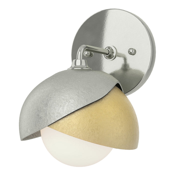 Brooklyn 1-Light Double Shade Bath Sconce in Sterling with Modern Brass Accent - 201374-SKT-85-86-GG0711 by Hubbardton Forge