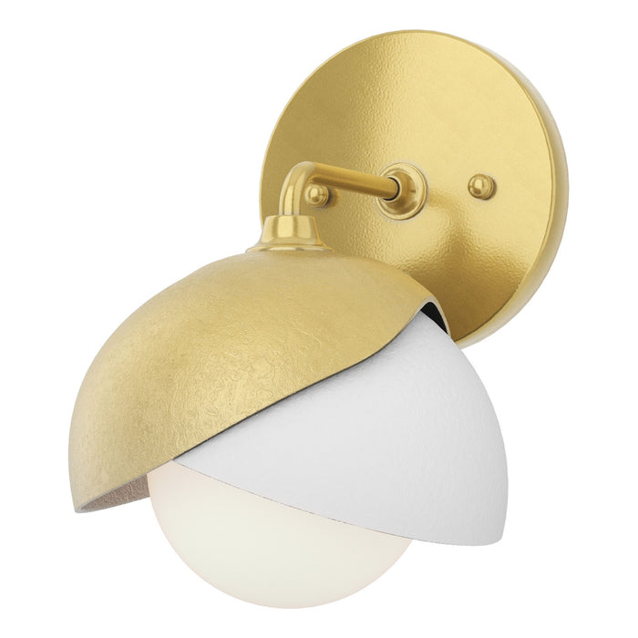 Brooklyn 1-Light Double Shade Bath Sconce in Modern Brass with White Accent - 201374-SKT-86-02-GG0711 by Hubbardton Forge