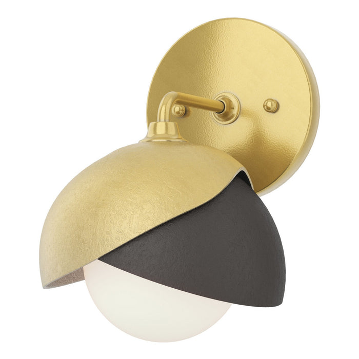 Brooklyn 1-Light Double Shade Bath Sconce in Modern Brass with Oil Rubbed Bronze Accent - 201374-SKT-86-14-GG0711 by Hubbardton Forge