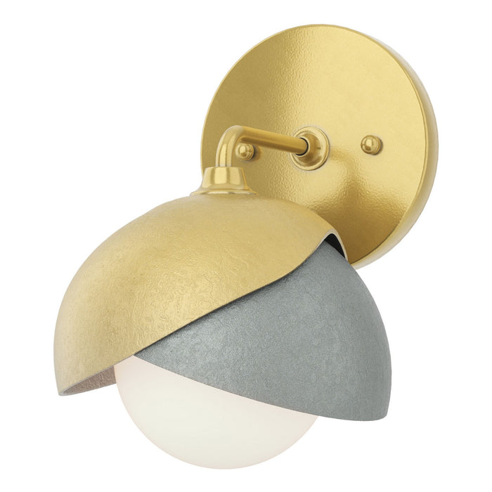 Brooklyn 1-Light Double Shade Bath Sconce in Modern Brass with Vintage Platinum Accent - 201374-SKT-86-82-GG0711 by Hubbardton Forge