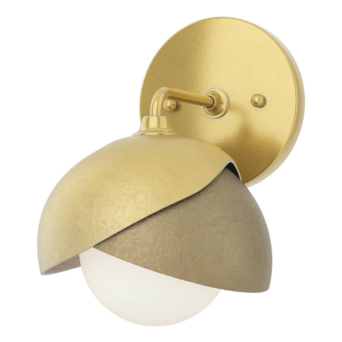 Brooklyn 1-Light Double Shade Bath Sconce in Modern Brass with Soft Gold Accent - 201374-SKT-86-84-GG0711 by Hubbardton Forge