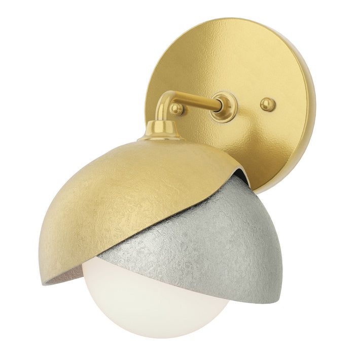 Brooklyn 1-Light Double Shade Bath Sconce in Modern Brass with Sterling Accent - 201374-SKT-86-85-GG0711 by Hubbardton Forge