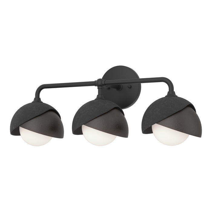 Brooklyn 3-Light Double Shade Bath Sconce in Black with Oil Rubbed Bronze Accent - 201375-SKT-10-14-GG0711 by Hubbardton Forge