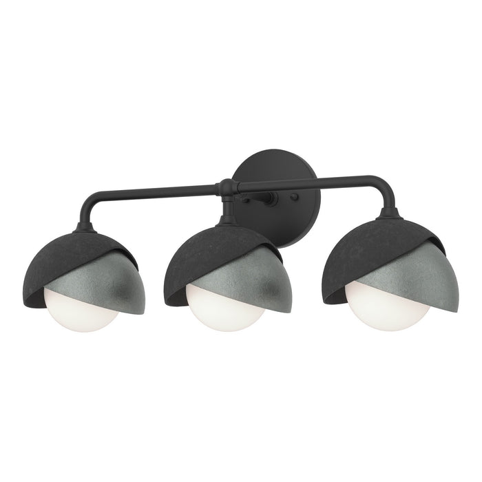 Brooklyn 3-Light Double Shade Bath Sconce in Black with Vintage Platinum Accent - 201375-SKT-10-82-GG0711 by Hubbardton Forge