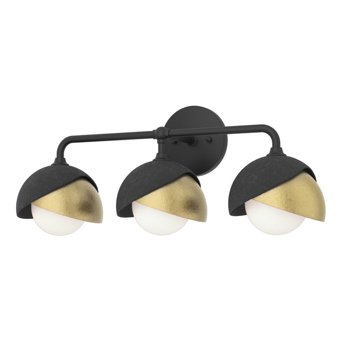 Brooklyn 3-Light Double Shade Bath Sconce in Black with Modern Brass Accent - 201375-SKT-10-86-GG0711 by Hubbardton Forge