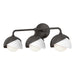 Brooklyn 3-Light Double Shade Bath Sconce in Oil Rubbed Bronze with White Accent - 201375-SKT-14-02-GG0711 by Hubbardton Forge