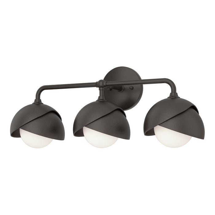 Brooklyn 3-Light Double Shade Bath Sconce in Oil Rubbed Bronze with Oil Rubbed Bronze Accent - 201375-SKT-14-14-GG0711 by Hubbardton Forge