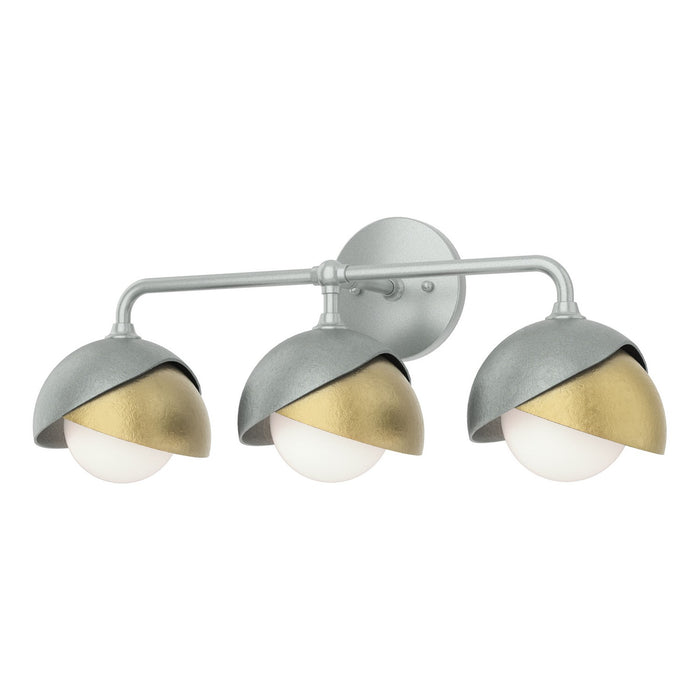 Brooklyn 3-Light Double Shade Bath Sconce in Vintage Platinum with Modern Brass Accent - 201375-SKT-82-86-GG0711 by Hubbardton Forge