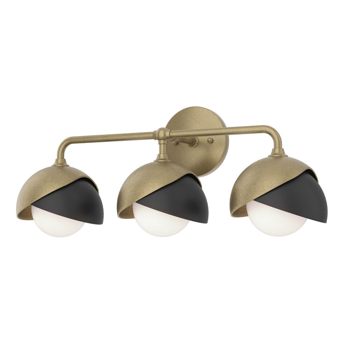 Brooklyn 3-Light Double Shade Bath Sconce in Soft Gold with Black Accent - 201375-SKT-84-10-GG0711 by Hubbardton Forge