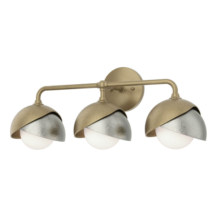 Brooklyn 3-Light Double Shade Bath Sconce in Soft Gold with Sterling Accent - 201375-SKT-84-85-GG0711 by Hubbardton Forge