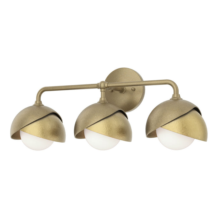 Brooklyn 3-Light Double Shade Bath Sconce in Soft Gold with Modern Brass Accent - 201375-SKT-84-86-GG0711 by Hubbardton Forge