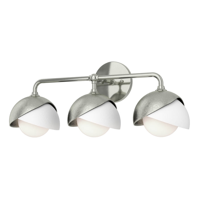 Brooklyn 3-Light Double Shade Bath Sconce in Sterling with White Accent - 201375-SKT-85-02-GG0711 by Hubbardton Forge