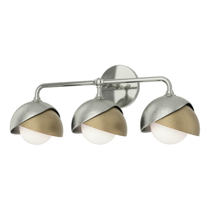 Brooklyn 3-Light Double Shade Bath Sconce in Sterling with Soft Gold Accent - 201375-SKT-85-84-GG0711 by Hubbardton Forge