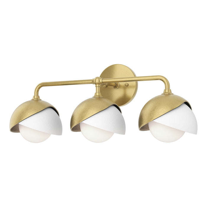 Brooklyn 3-Light Double Shade Bath Sconce in Modern Brass with White Accent - 201375-SKT-86-02-GG0711 by Hubbardton Forge