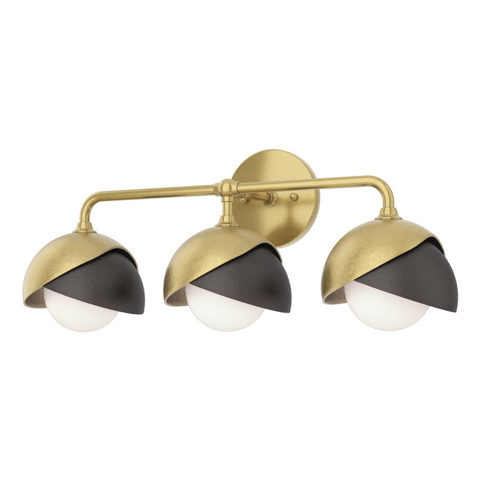 Brooklyn 3-Light Double Shade Bath Sconce in Modern Brass with Oil Rubbed Bronze Accent - 201375-SKT-86-14-GG0711 by Hubbardton Forge