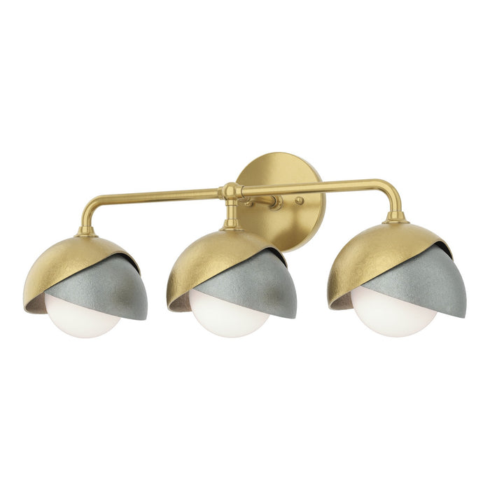 Brooklyn 3-Light Double Shade Bath Sconce in Modern Brass with Vintage Platinum Accent - 201375-SKT-86-82-GG0711 by Hubbardton Forge