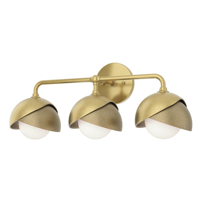 Brooklyn 3-Light Double Shade Bath Sconce in Modern Brass with Soft Gold Accent - 201375-SKT-86-84-GG0711 by Hubbardton Forge