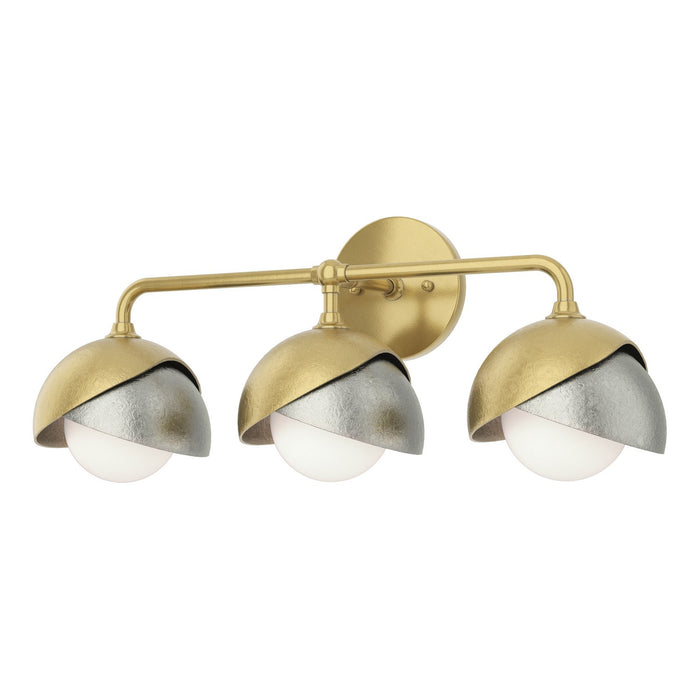 Brooklyn 3-Light Double Shade Bath Sconce in Modern Brass with Sterling Accent - 201375-SKT-86-85-GG0711 by Hubbardton Forge