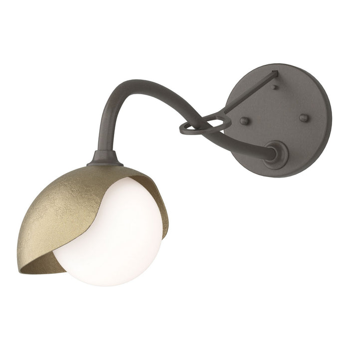 Brooklyn 1-Light Single Shade Long-Arm Sconce in Dark Smoke with Soft Gold Accent - 201376-SKT-07-84-GG0711 by Hubbardton Forge