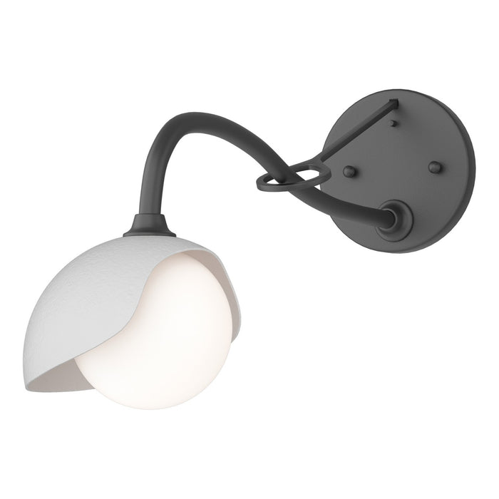 Brooklyn 1-Light Single Shade Long-Arm Sconce in Black with White Accent - 201376-SKT-10-02-GG0711 by Hubbardton Forge