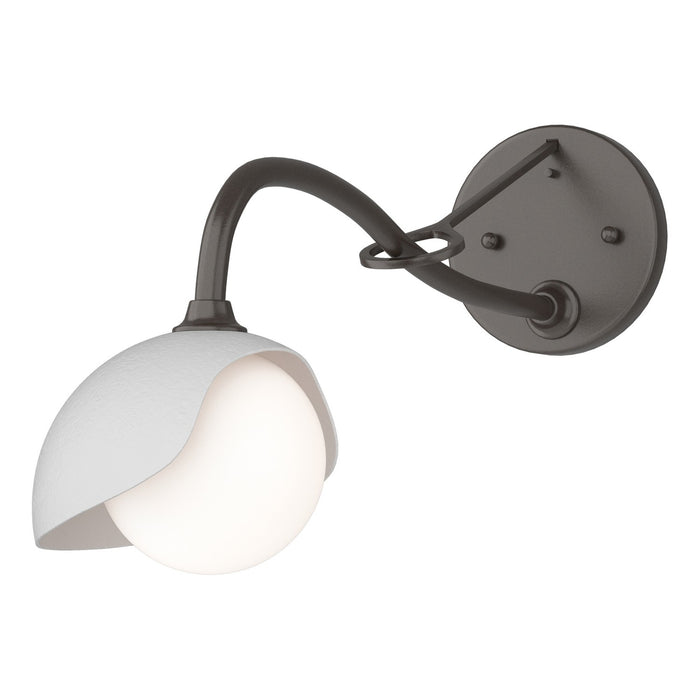 Brooklyn 1-Light Single Shade Long-Arm Sconce in Oil Rubbed Bronze with White Accent - 201376-SKT-14-02-GG0711 by Hubbardton Forge