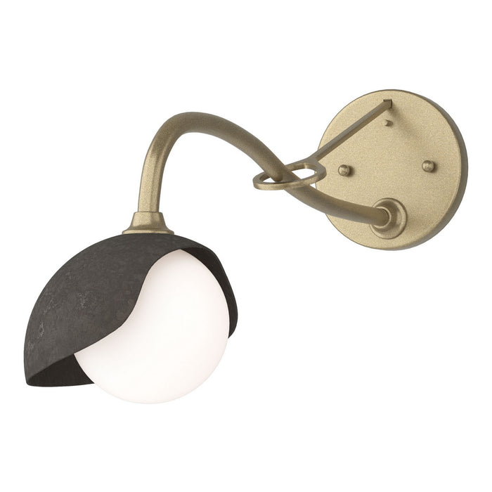 Brooklyn 1-Light Single Shade Long-Arm Sconce in Soft Gold with Dark Smoke Accent - 201376-SKT-84-07-GG0711 by Hubbardton Forge