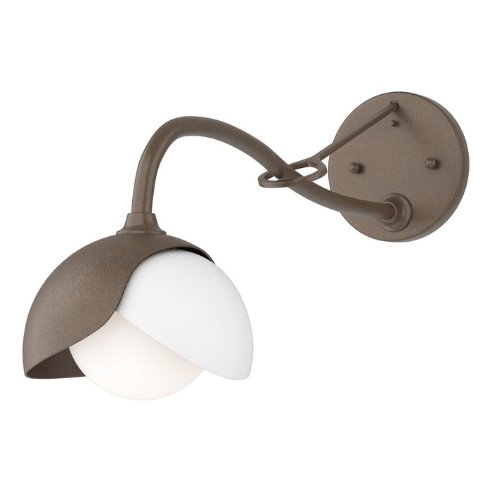 Brooklyn 1-Light Double Shade Long-Arm Sconce in Bronze with White Accent - 201377-SKT-05-02-GG0711 by Hubbardton Forge