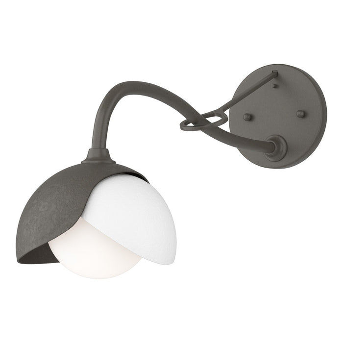 Brooklyn 1-Light Double Shade Long-Arm Sconce in Dark Smoke with White Accent - 201377-SKT-07-02-GG0711 by Hubbardton Forge