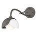 Brooklyn 1-Light Double Shade Long-Arm Sconce in Dark Smoke with White Accent - 201377-SKT-07-02-GG0711 by Hubbardton Forge