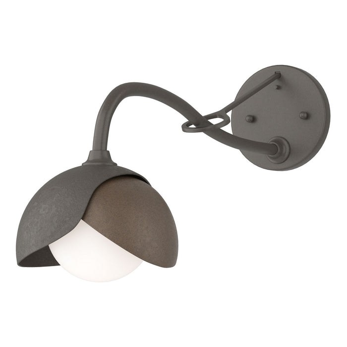 Brooklyn 1-Light Double Shade Long-Arm Sconce in Dark Smoke with Bronze Accent - 201377-SKT-07-05-GG0711 by Hubbardton Forge