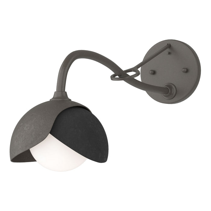 Brooklyn 1-Light Double Shade Long-Arm Sconce in Dark Smoke with Black Accent - 201377-SKT-07-10-GG0711 by Hubbardton Forge