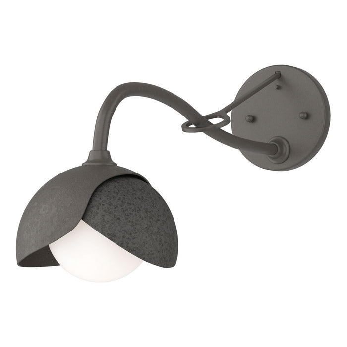 Brooklyn 1-Light Double Shade Long-Arm Sconce in Dark Smoke with Natural Iron Accent - 201377-SKT-07-20-GG0711 by Hubbardton Forge