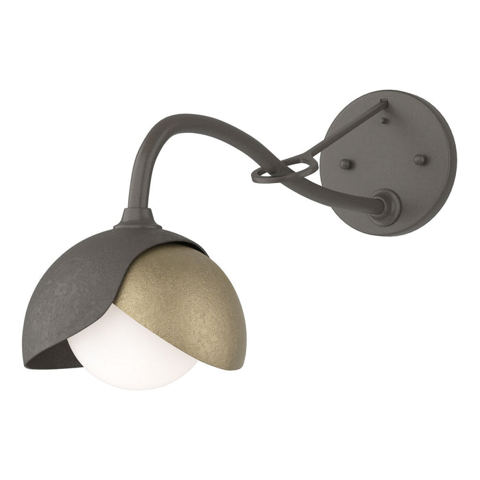 Brooklyn 1-Light Double Shade Long-Arm Sconce in Dark Smoke with Soft Gold Accent - 201377-SKT-07-84-GG0711 by Hubbardton Forge