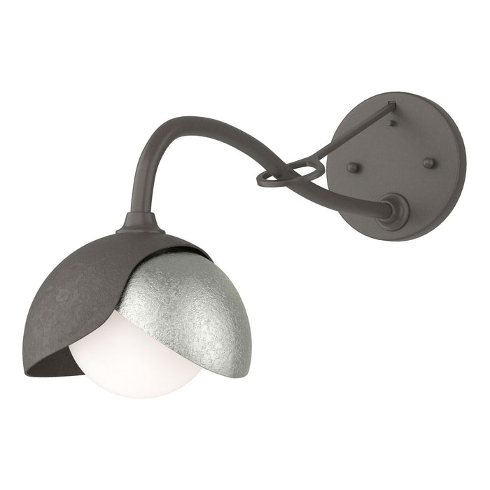 Brooklyn 1-Light Double Shade Long-Arm Sconce in Dark Smoke with Sterling Accent - 201377-SKT-07-85-GG0711 by Hubbardton Forge