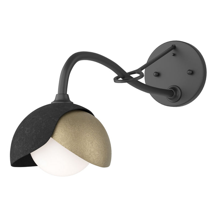 Brooklyn 1-Light Double Shade Long-Arm Sconce in Black with Soft Gold Accent - 201377-SKT-10-84-GG0711 by Hubbardton Forge