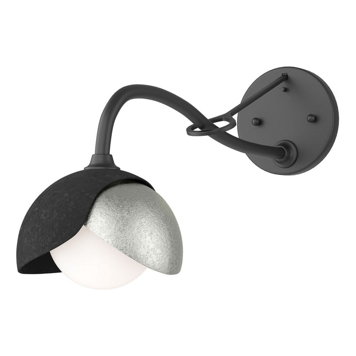 Brooklyn 1-Light Double Shade Long-Arm Sconce in Black with Sterling Accent - 201377-SKT-10-85-GG0711 by Hubbardton Forge