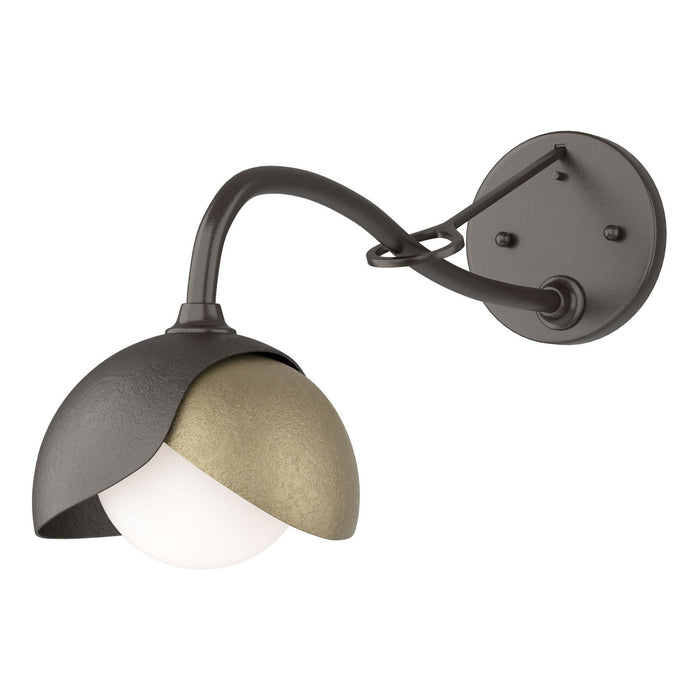 Brooklyn 1-Light Double Shade Long-Arm Sconce in Oil Rubbed Bronze with Soft Gold Accent - 201377-SKT-14-84-GG0711 by Hubbardton Forge