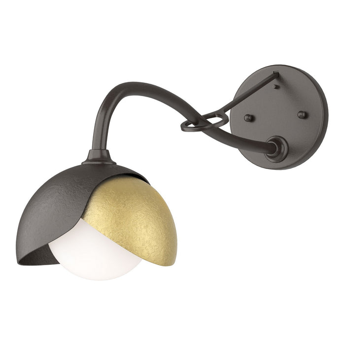 Brooklyn 1-Light Double Shade Long-Arm Sconce in Oil Rubbed Bronze with Modern Brass Accent - 201377-SKT-14-86-GG0711 by Hubbardton Forge