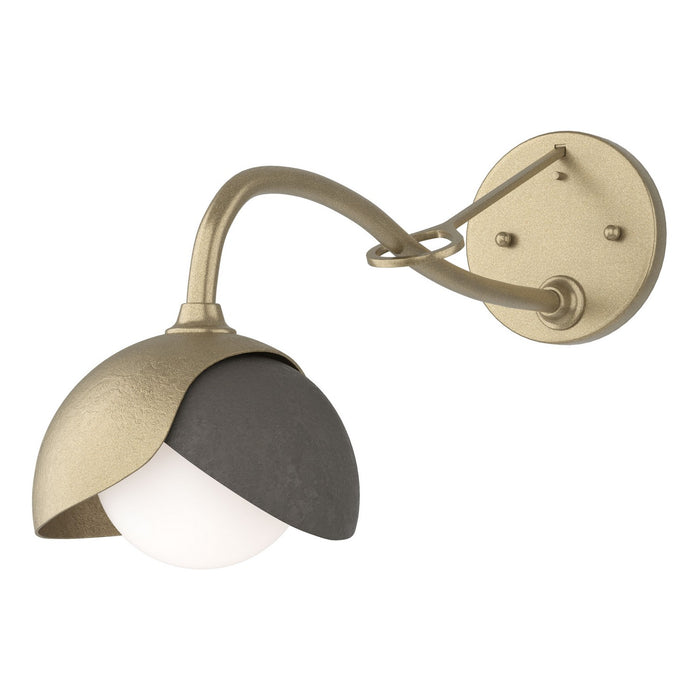 Brooklyn 1-Light Double Shade Long-Arm Sconce in Soft Gold with Dark Smoke Accent - 201377-SKT-84-07-GG0711 by Hubbardton Forge