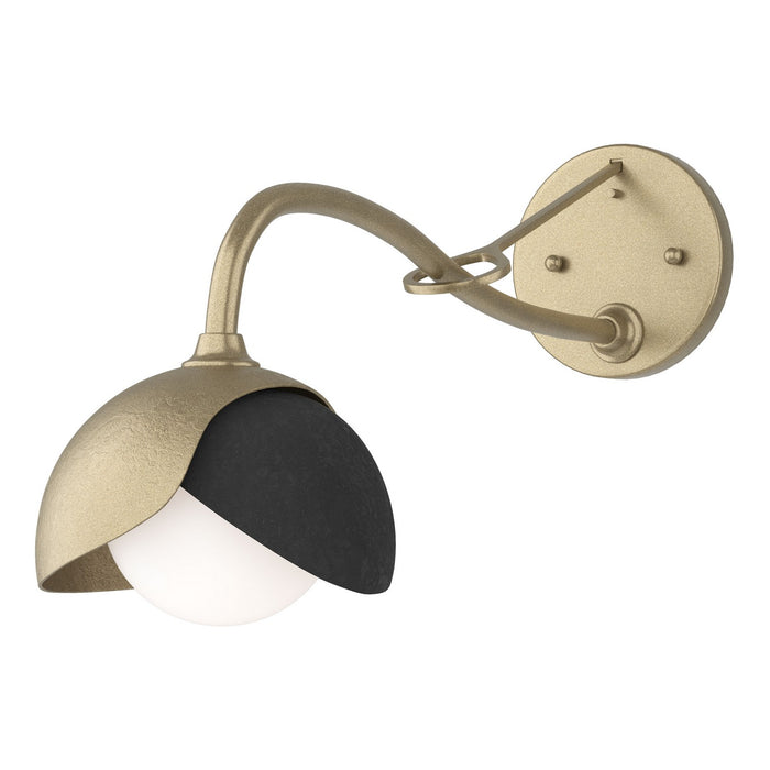 Brooklyn 1-Light Double Shade Long-Arm Sconce in Soft Gold with Black Accent - 201377-SKT-84-10-GG0711 by Hubbardton Forge