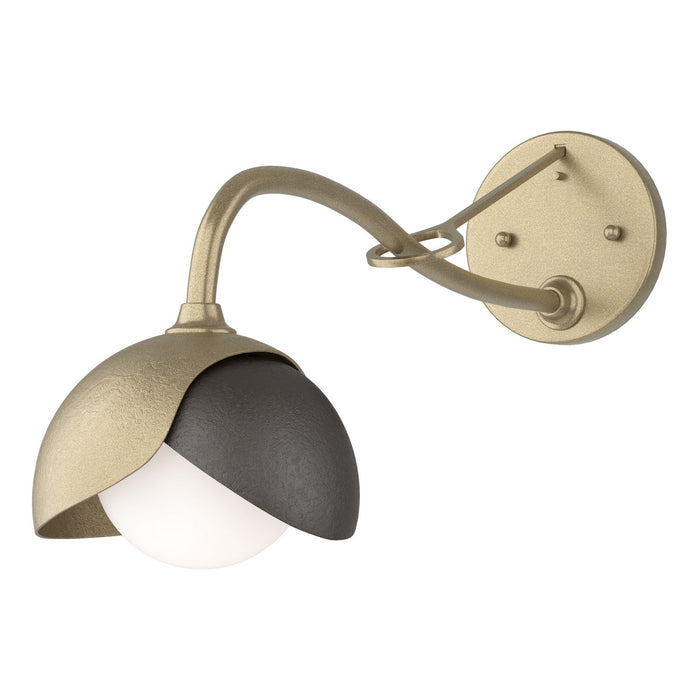 Brooklyn 1-Light Double Shade Long-Arm Sconce in Soft Gold with Oil Rubbed Bronze Accent - 201377-SKT-84-14-GG0711 by Hubbardton Forge