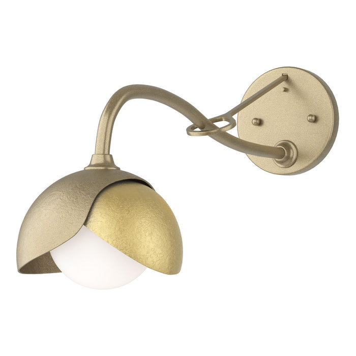 Brooklyn 1-Light Double Shade Long-Arm Sconce in Soft Gold with Modern Brass Accent - 201377-SKT-84-86-GG0711 by Hubbardton Forge