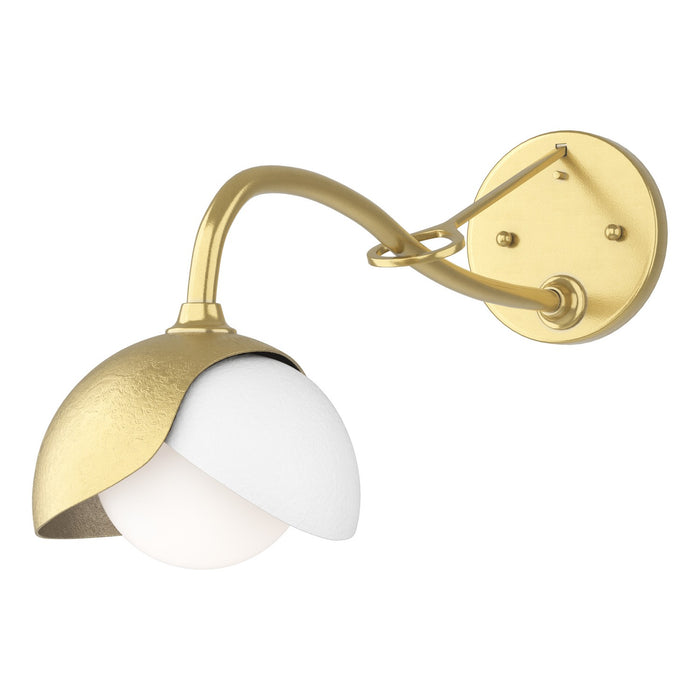 Brooklyn 1-Light Double Shade Long-Arm Sconce in Modern Brass with White Accent - 201377-SKT-86-02-GG0711 by Hubbardton Forge