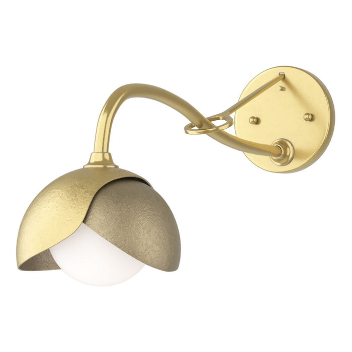 Brooklyn 1-Light Double Shade Long-Arm Sconce in Modern Brass with Soft Gold Accent - 201377-SKT-86-84-GG0711 by Hubbardton Forge