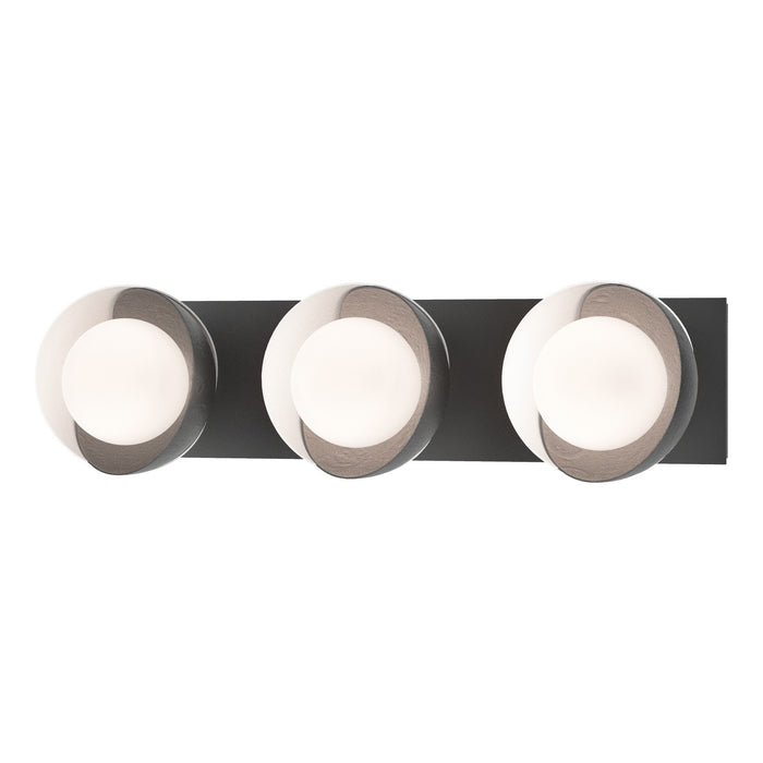 Brooklyn 3-Light Straight Double Shade Bath Sconce in Black with White Accent - 201378-SKT-10-02-GG0711 by Hubbardton Forge