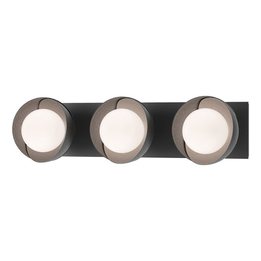 Brooklyn 3-Light Straight Double Shade Bath Sconce in Black with Black Accent - 201378-SKT-10-10-GG0711 by Hubbardton Forge