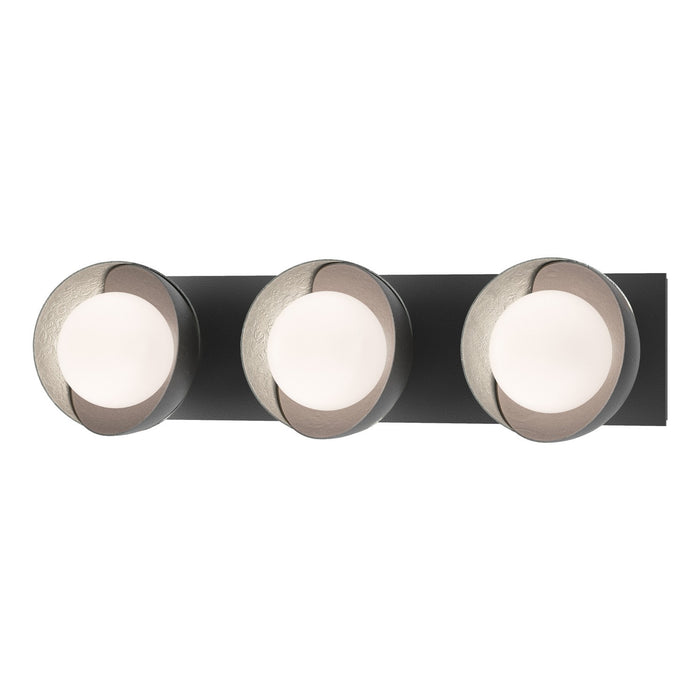 Brooklyn 3-Light Straight Double Shade Bath Sconce in Black with Vintage Platinum Accent - 201378-SKT-10-82-GG0711 by Hubbardton Forge