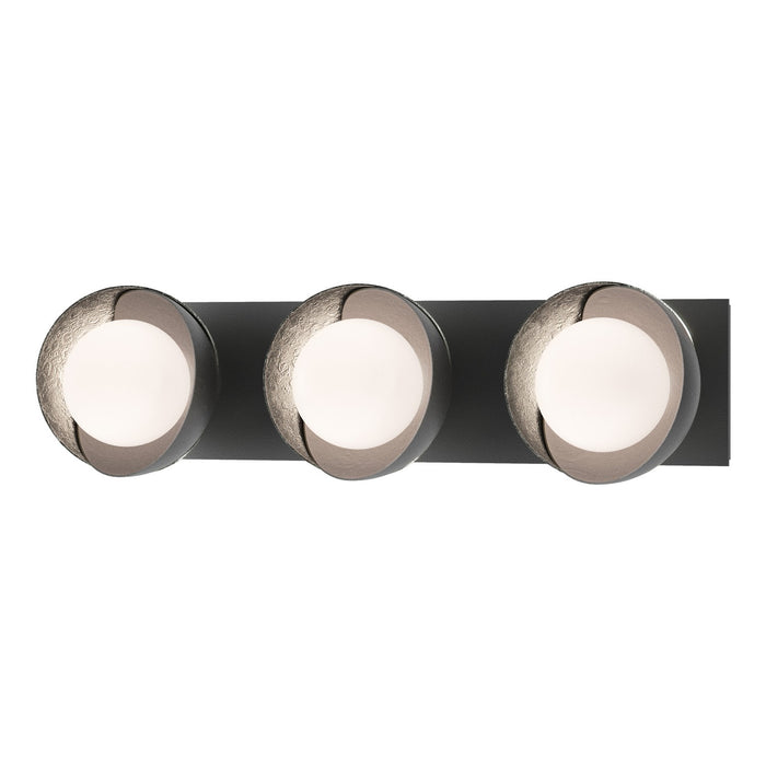 Brooklyn 3-Light Straight Double Shade Bath Sconce in Black with Sterling Accent - 201378-SKT-10-85-GG0711 by Hubbardton Forge