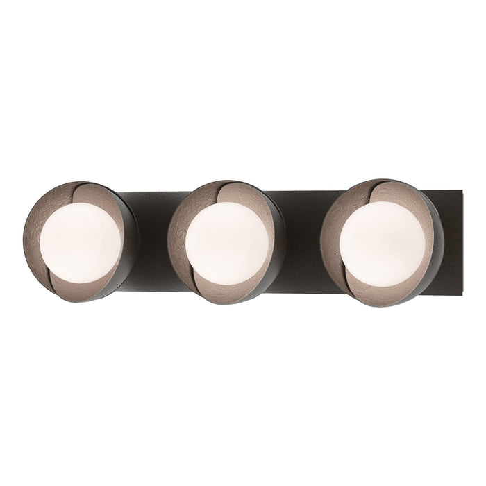 Brooklyn 3-Light Straight Double Shade Bath Sconce in Oil Rubbed Bronze with Oil Rubbed Bronze Accent - 201378-SKT-14-14-GG0711 by Hubbardton Forge